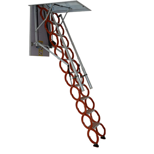 Electric loft ladder with handrail